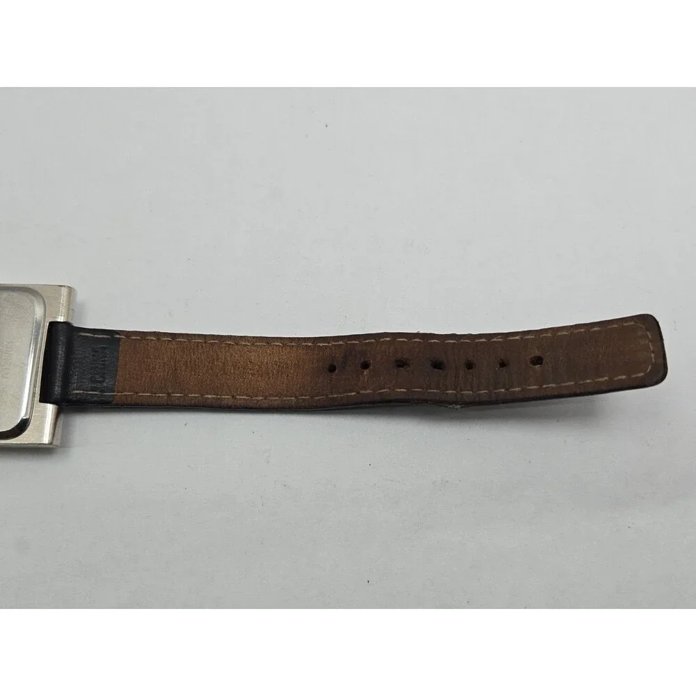 Vintage Etienne Aigner Womens Silver Black Dial Leather Quartz Watch New Battery
